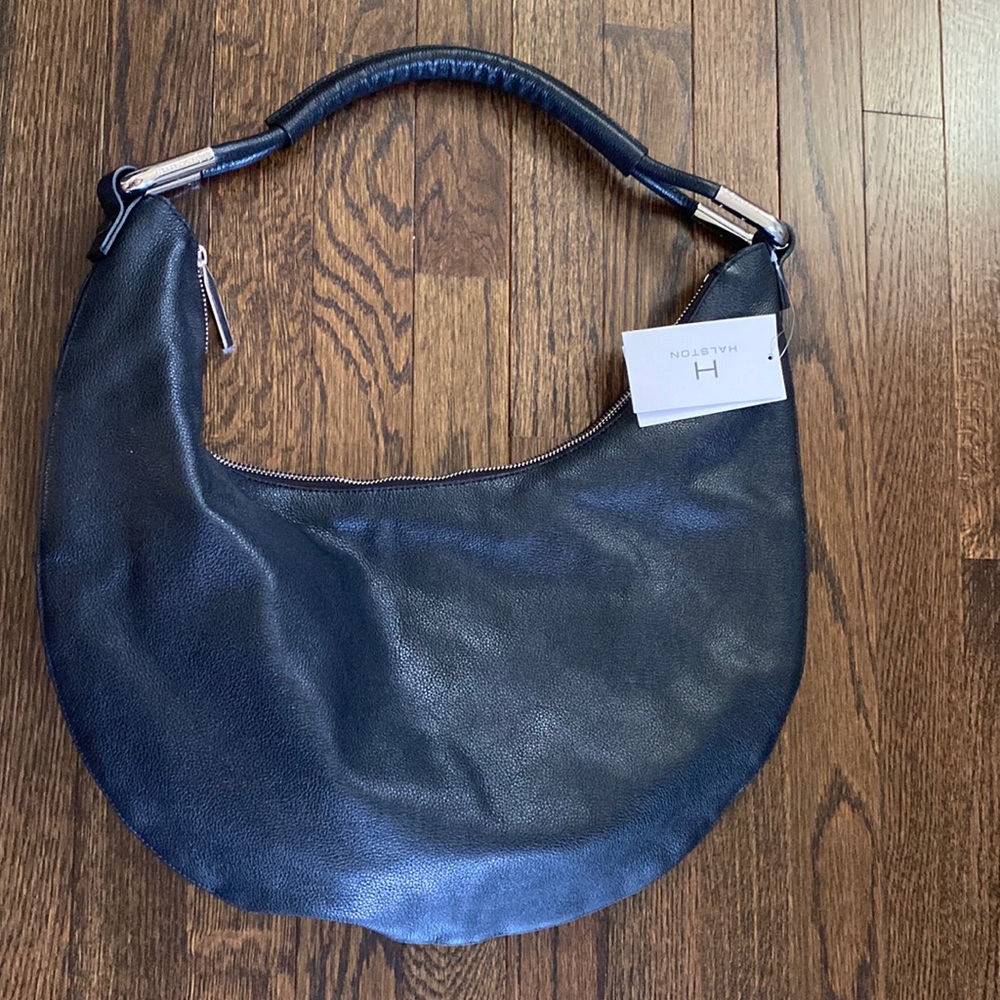 Halston Heritage Hobo Purse Black leather NWTs